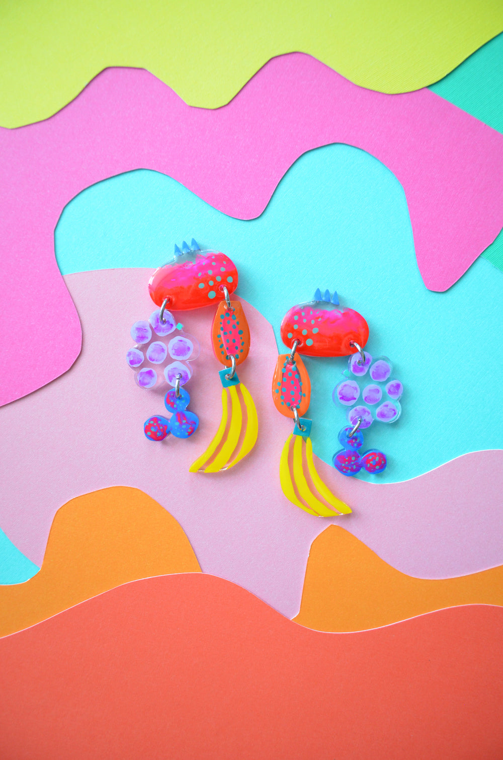 Colorful Fruit Salad Statement Earrings