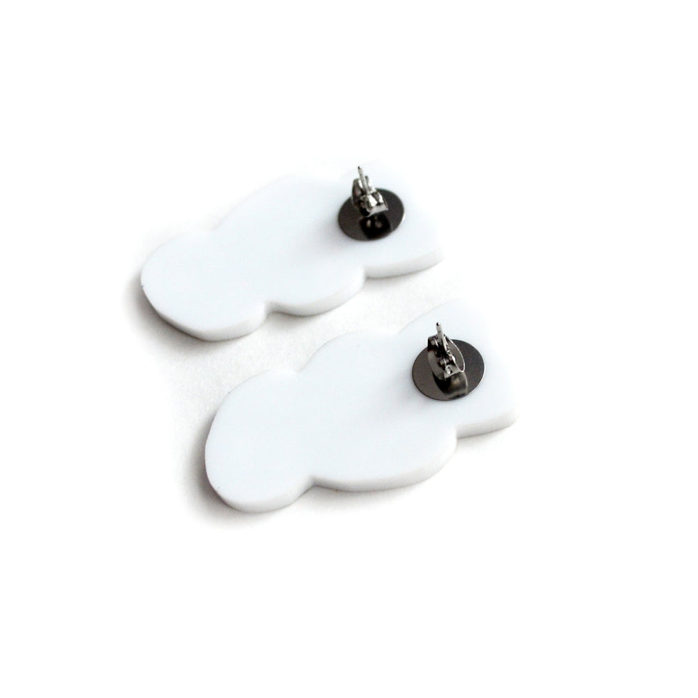 Small Black and White Acrylic Face Stud Earrings