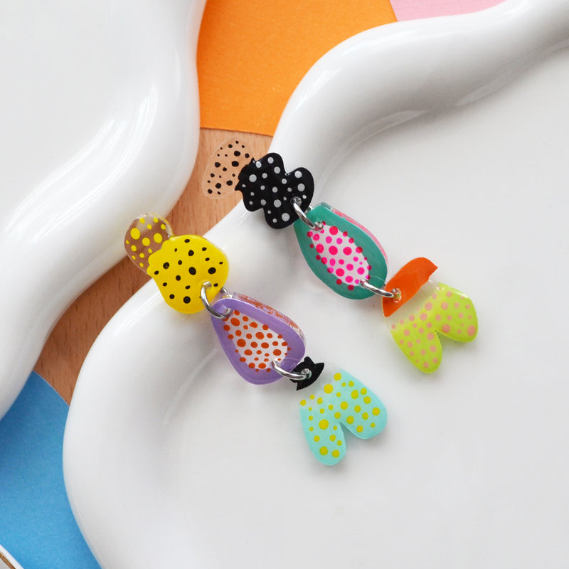 Abstract Mis Matched Fruit Earrings