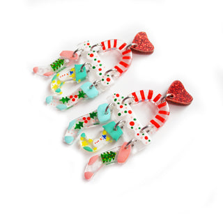 Colorful Holiday Christmas Stockings Earrings