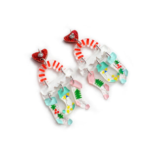 Colorful Holiday Christmas Stockings Earrings