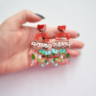 Colorful Holiday Christmas Stockings Earrings