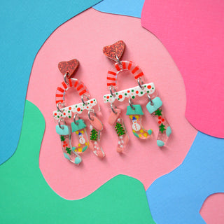 Colorful Holiday Christmas Stockings Earrings