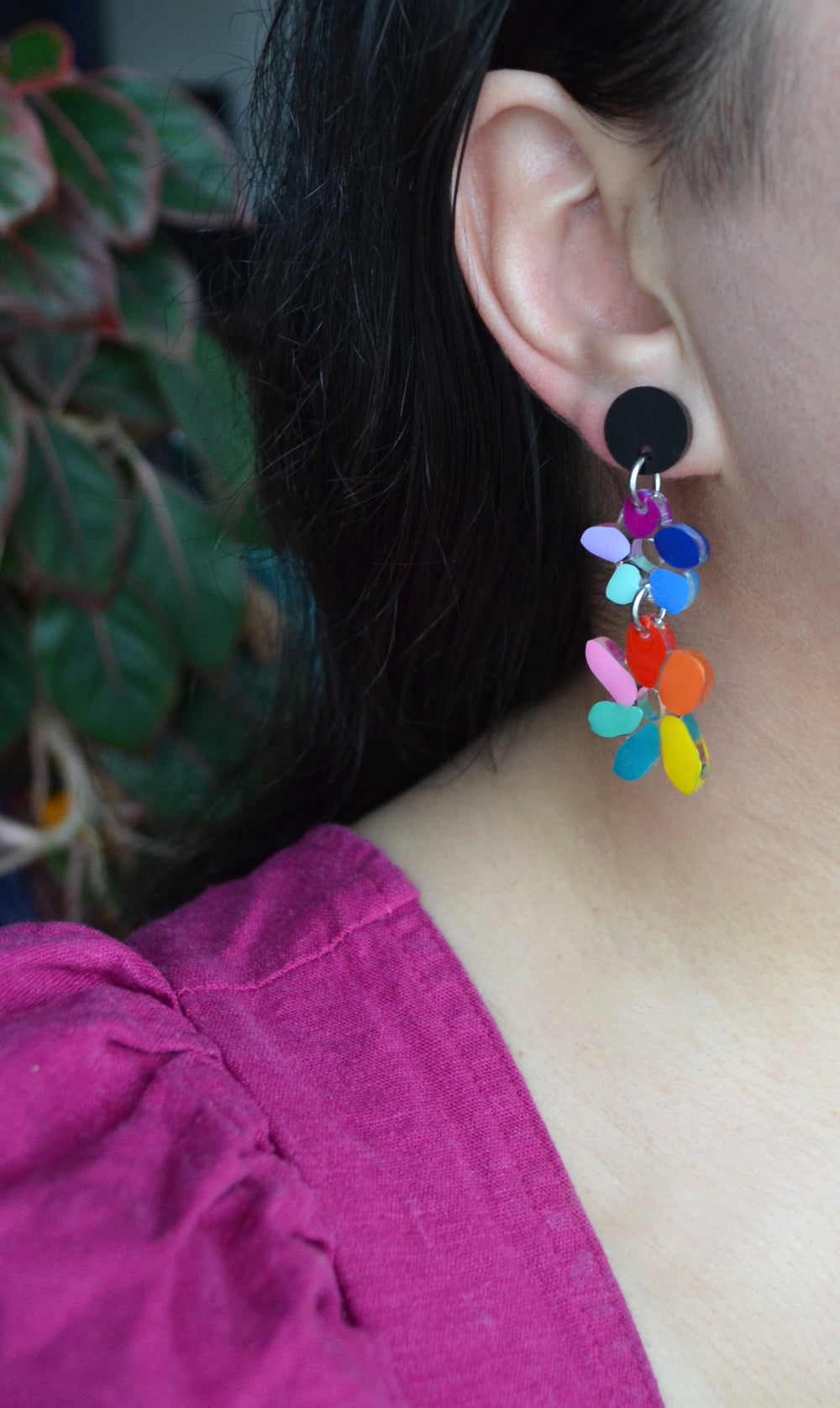 Folk Art Rainbow Flower Earrings