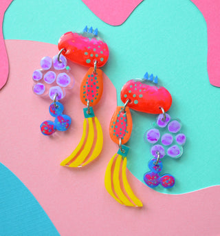 Colorful Fruit Salad Statement Earrings