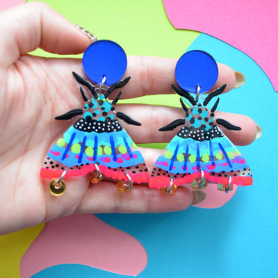 Pastel blue & Pink beaded Handcrafted Kundan earrings – Femizen