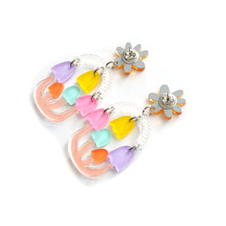 Pastel Mushroom Dangle Earrings, Laser Cut Resin Jewelry