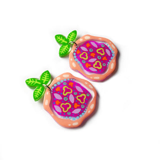 Laser Cut Acrylic Magenta Pizza Earrings with Peppers, Mushrooms and Onions