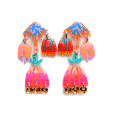 Tulip Flower Acrylic and Resin Abstract Earrings