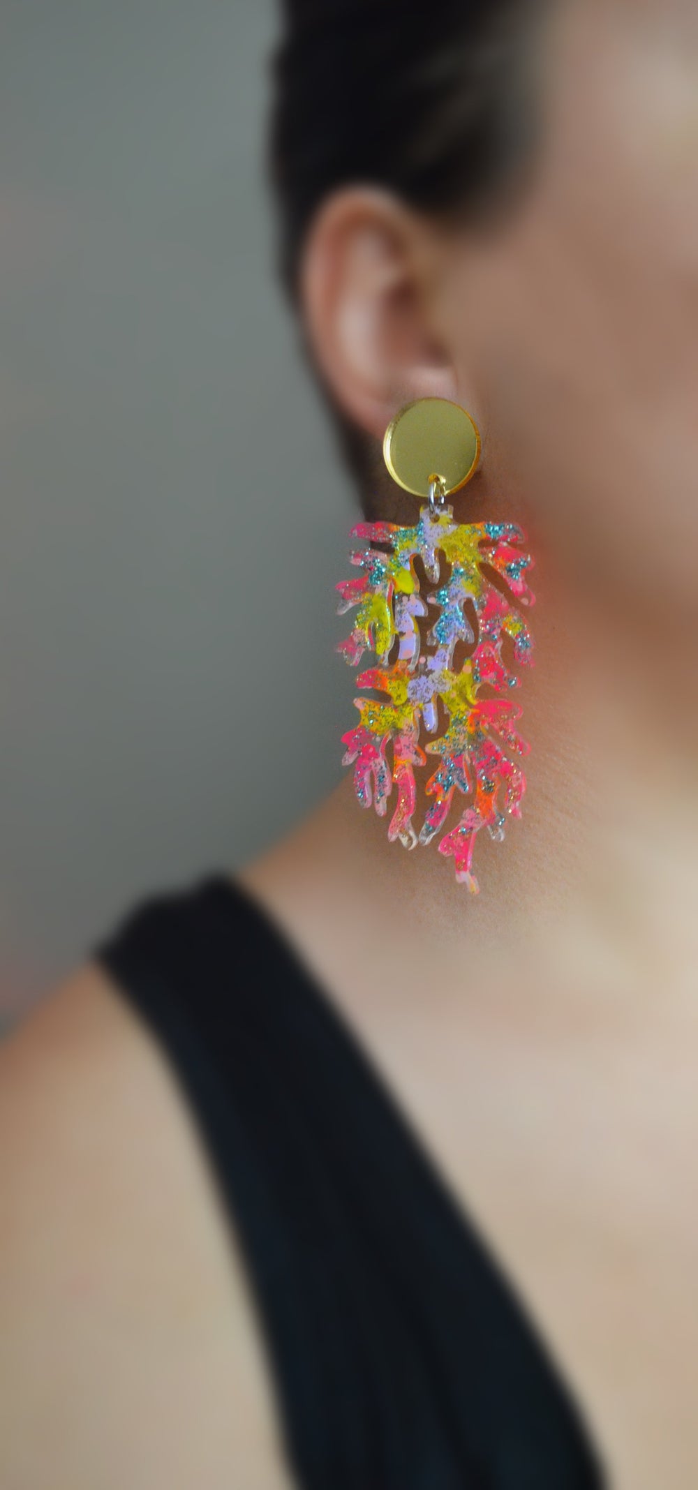 Neon Pink Coral Perspex Laser Cut Acrylic Earrings