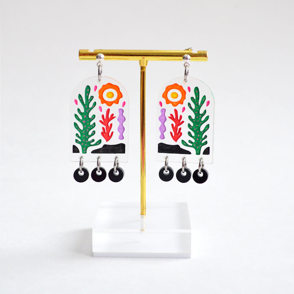 Desert Cactus and Plant Laser Cut Arch Statement Earrings