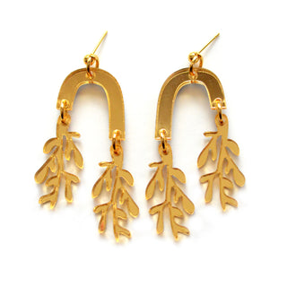 Gold Leaf Acrylic Arch Laser Cut Earrings