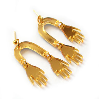 Hands Laser Cut Gold Earrings on Arches