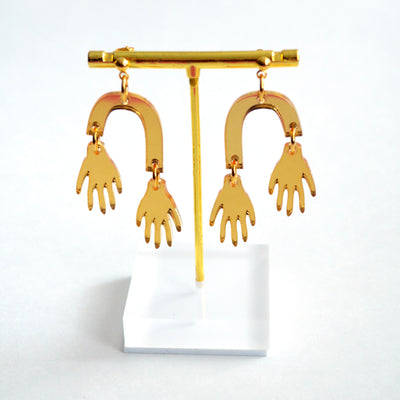 Hands Laser Cut Gold Earrings on Arches