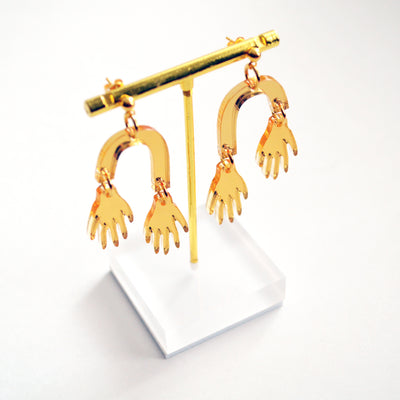 Hands Laser Cut Gold Earrings on Arches