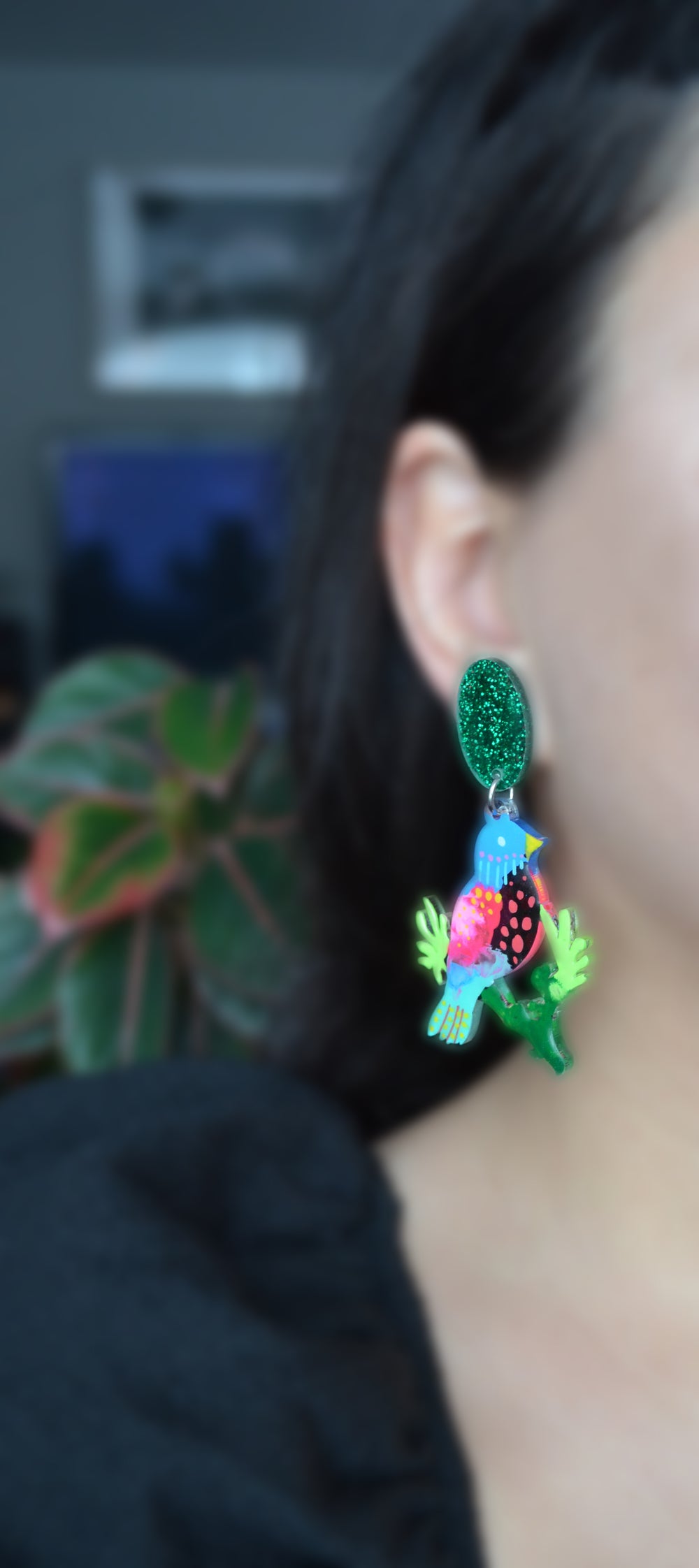 Colorful Tropical Bird Laser Cut Acrylic Earrings