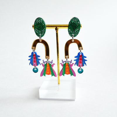 Geometric Colorful Arch Insect Laser Cut Acrylic Earrings