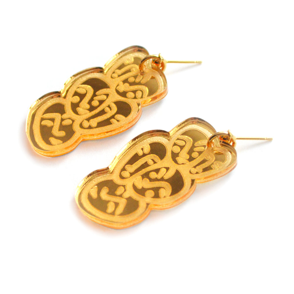 Gold Small Face Earrings