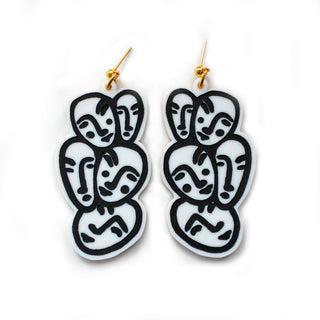 Black and White Acrylic Face Earrings