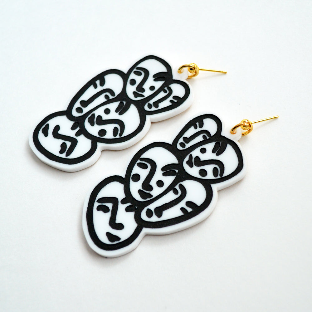 Black and White Acrylic Face Earrings