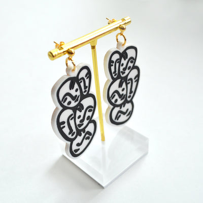 Black and White Acrylic Face Earrings