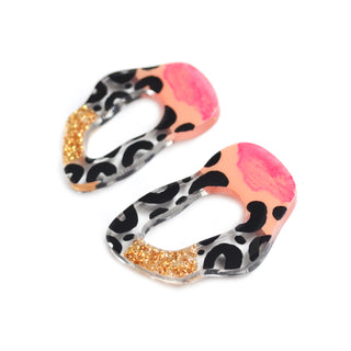 Leopard Squiggle Hoop Post Stud Earrings