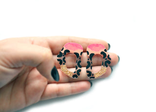 Leopard Squiggle Hoop Post Stud Earrings