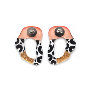 Leopard Squiggle Hoop Post Stud Earrings