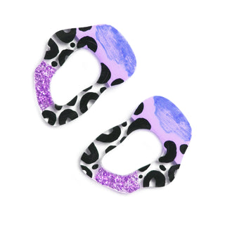 Purple Leopard Squiggle Hoop Post Stud Earrings
