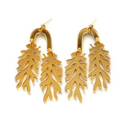 Gold Leaf Matisse Acrylic Arch Laser Cut Earrings