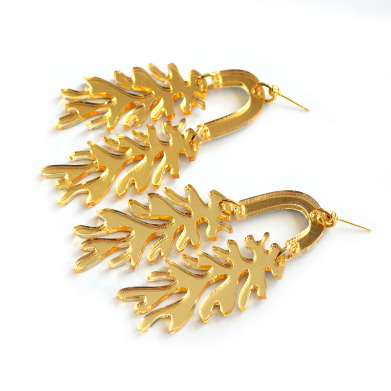 Gold Leaf Matisse Acrylic Arch Laser Cut Earrings