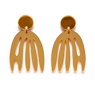 Gold Matisse Statement Earrings, Laser Cut Acrylic Jewelry