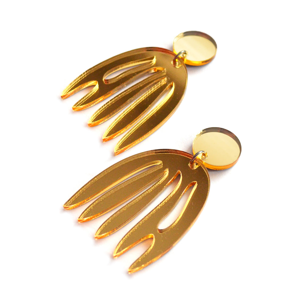 Gold Matisse Statement Earrings, Laser Cut Acrylic Jewelry