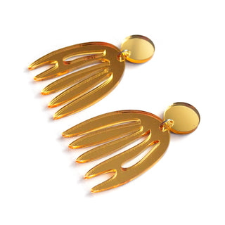 Gold Matisse Statement Earrings, Laser Cut Acrylic Jewelry