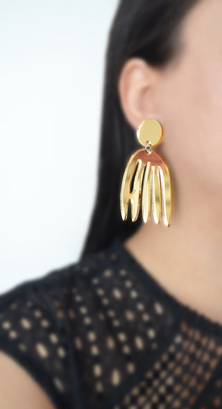 Gold Matisse Statement Earrings, Laser Cut Acrylic Jewelry
