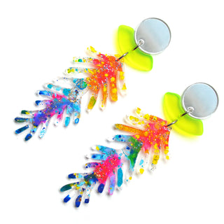 Neon Ombre Branch Laser Cut Acrylic Resin Earrings