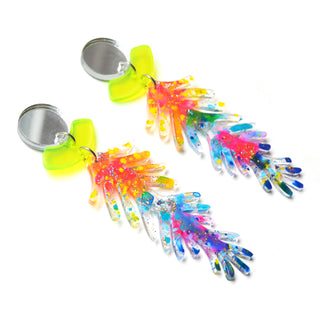 Neon Ombre Branch Laser Cut Acrylic Resin Earrings