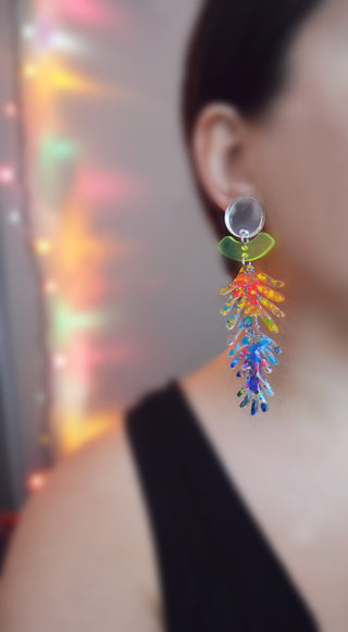 Neon Ombre Branch Laser Cut Acrylic Resin Earrings
