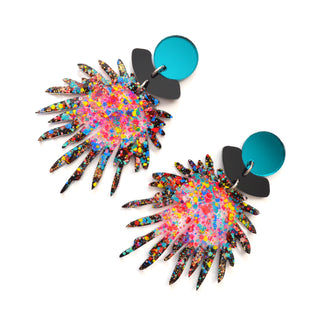Party Confetti Pom Pom Acrylic Laser Cut Earrings