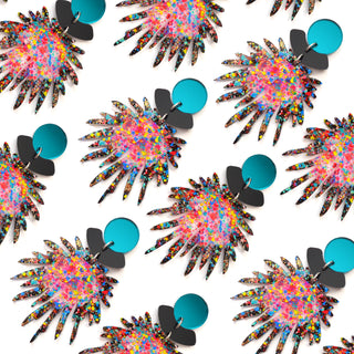 Party Confetti Pom Pom Acrylic Laser Cut Earrings