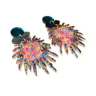 Party Confetti Pom Pom Acrylic Laser Cut Earrings