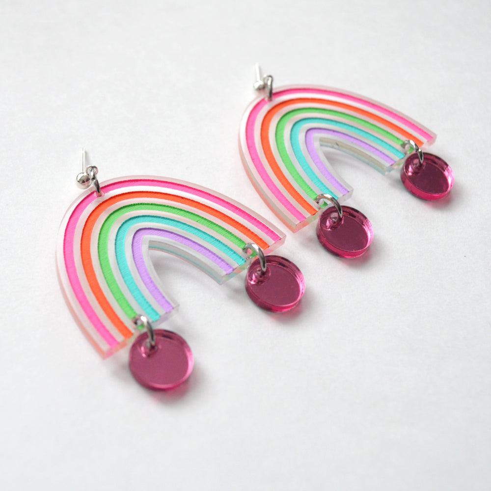 Pastel Rainbow Arch Laser Cut Earrings