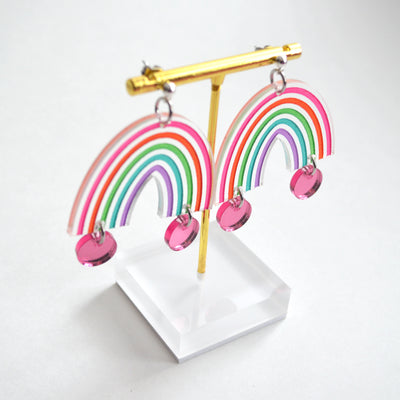 Pastel Rainbow Arch Laser Cut Earrings