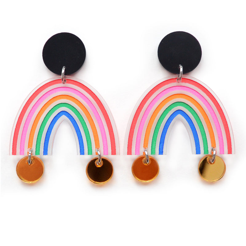 Rainbow Acrylic Statement Earrings