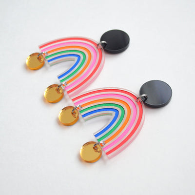 Rainbow Acrylic Statement Earrings