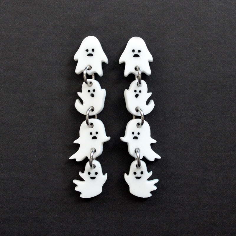 Cute Ghost Engraved Laser Cut Acrylic Drop Earrings