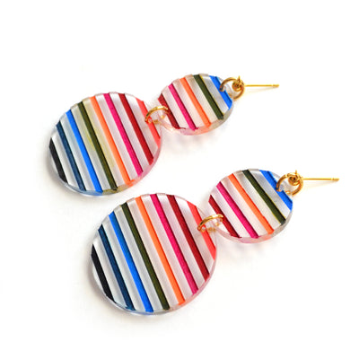 Colorful Stripe Circle Dangle Earrings