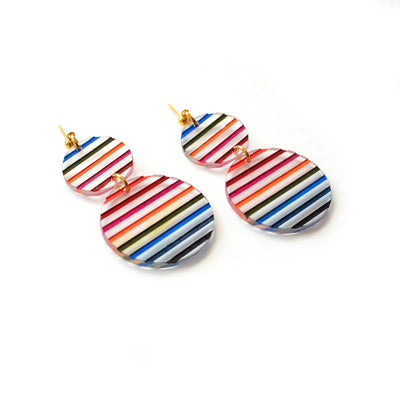 Colorful Stripe Circle Dangle Earrings