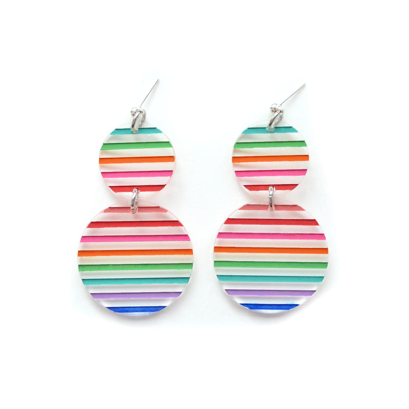 Rainbow Stripe Laser Cut Acrylic Dangle Earrings