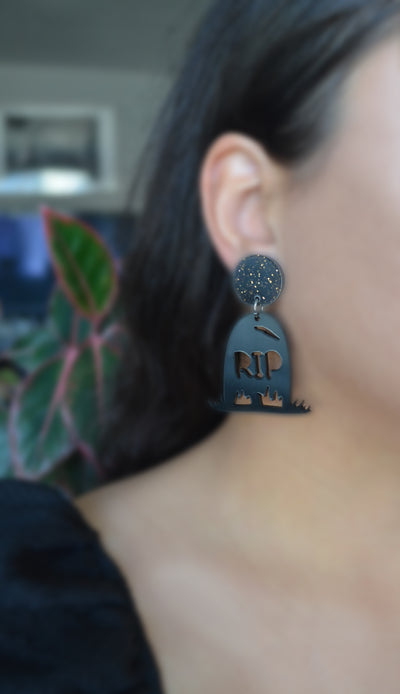 Graveyard Tombstone Halloween Laser Cut Acrylic Earrings